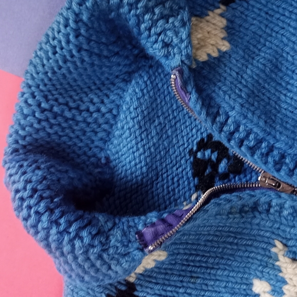 Vintage Handmade Horses Pattern Zip Up Sweater Jacket - Picture 6 of 7